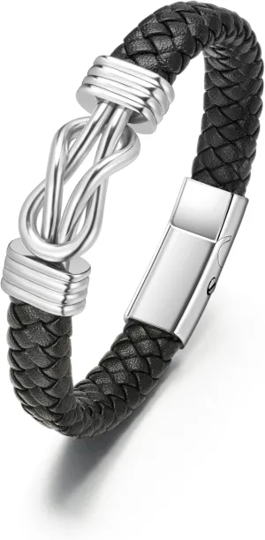 abooxiu Urn Bracelet for Ashes Leather Cremation Bracelet for Human Ashes Stainless Steel Ash Bracelets Memorial Cremation Jewelry Keepsake Bangle for Men