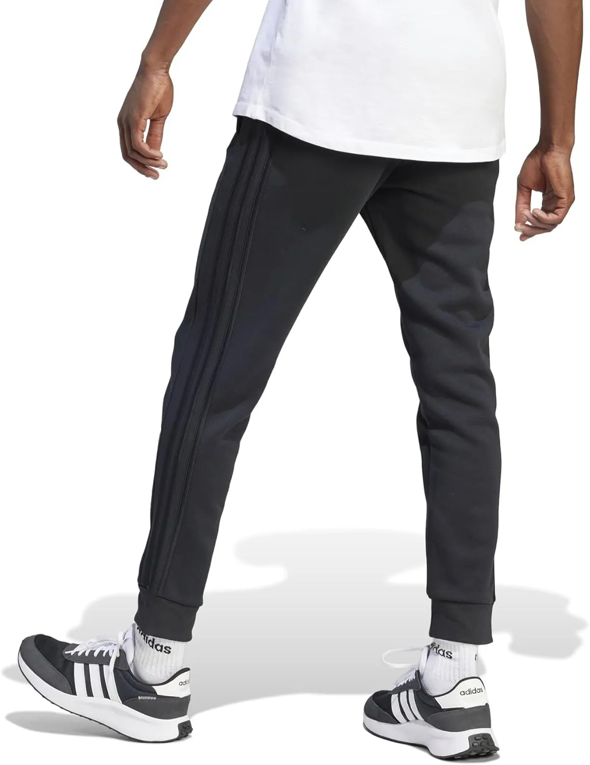 adidas Men's Essentials Fleece Tapered Cuff 3-Stripes Pants