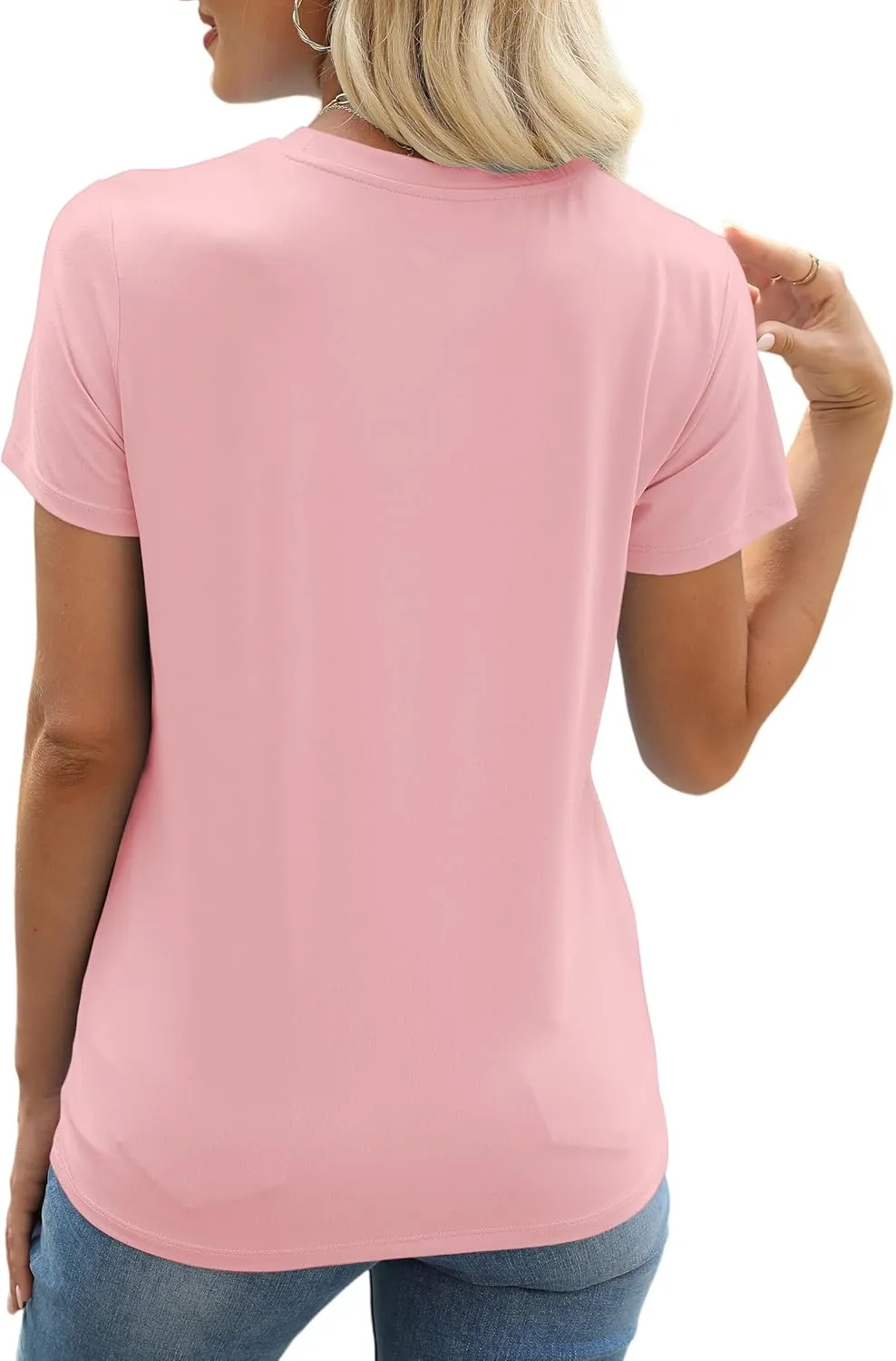 Basic T Shirts for Women Casual UPF 50  Short Sleeve Summer Tops 2025 Classic Loose Fit Plain Tee Shirt