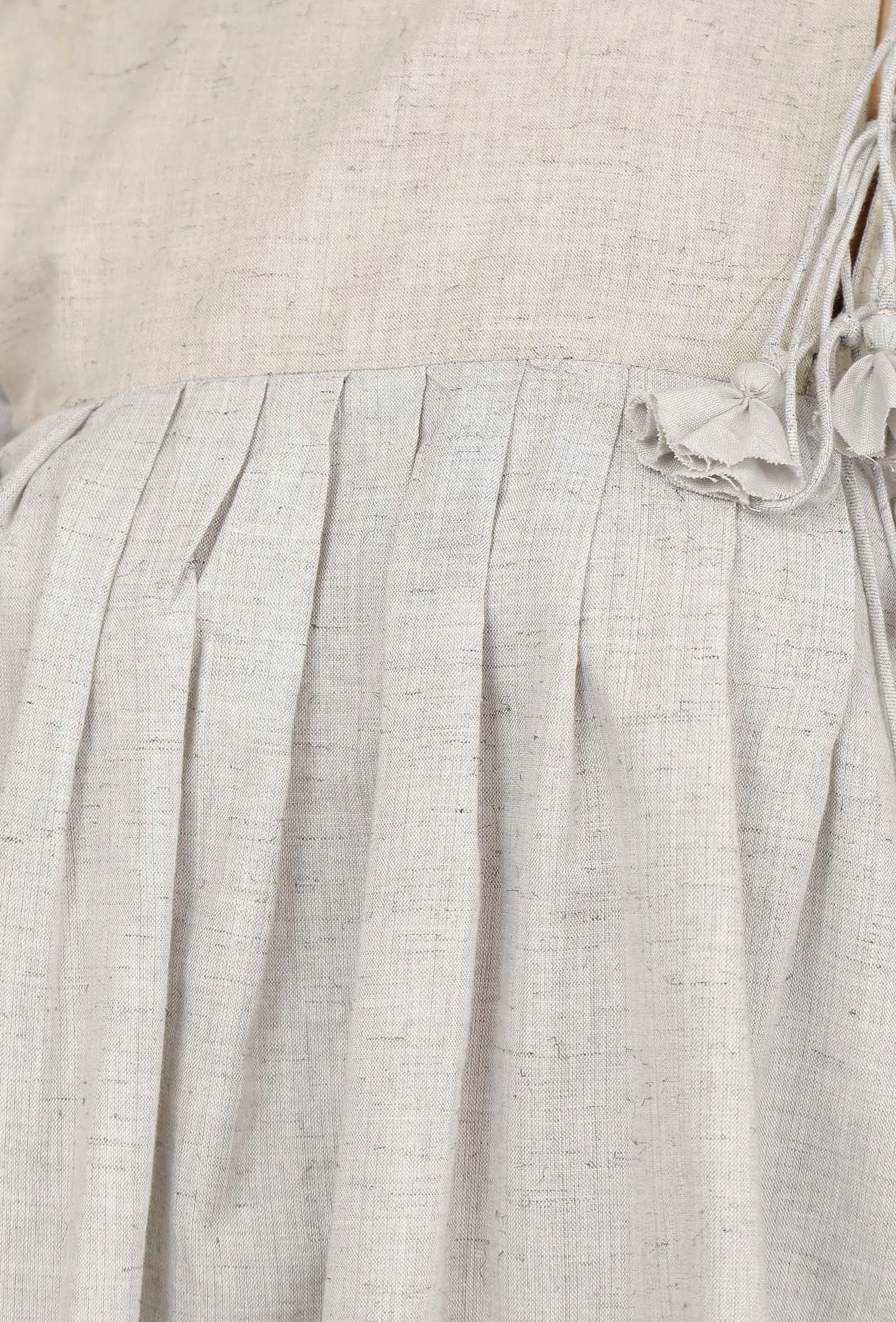 Beige Cotton Khaadi Side Tie-up Flared Short Kurta