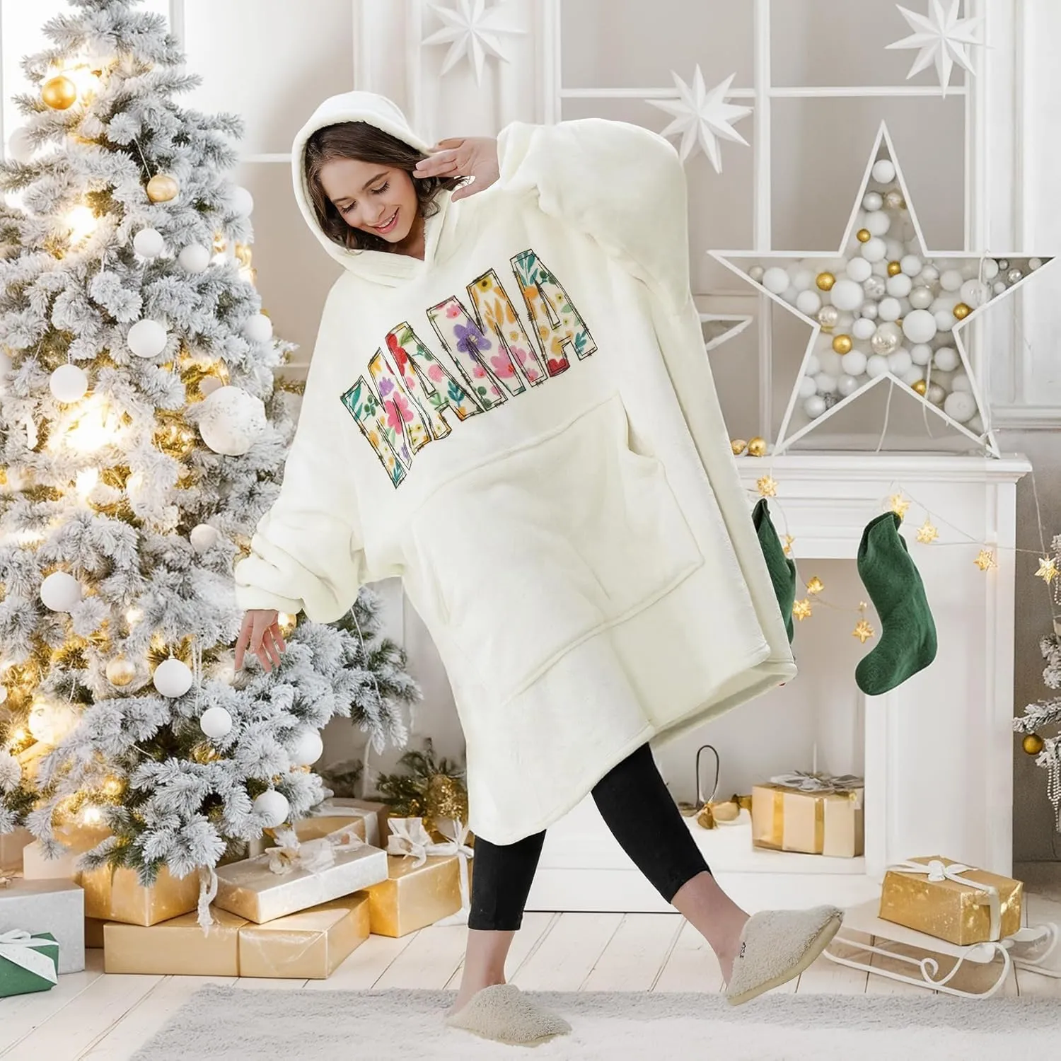 Christian Gifts for Women Birthday, Inspirational Religious Mothers Day Gift Wearable Blanket Hoodie, Catholic Spiritual Jesus Faith Butterfly Gift Oversized Sherpa Fleece Blanket Sweatshirt for Women