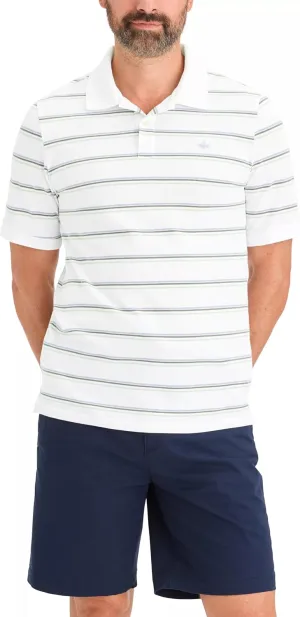 Dockers Men's Slim Fit Short Sleeve Polo, (New) Baldwin Lucent White (Tourmaline Multi) Stripe