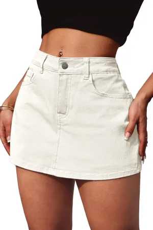 ELLEVEN High Stretchy Mini Skort Skirt for Women,Low Waist Denim Skort Shorts with Pockets
