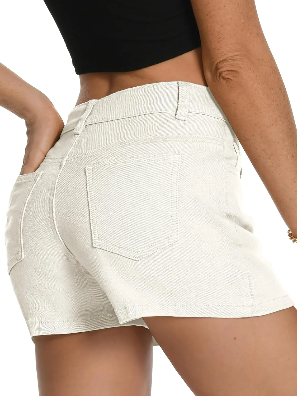 ELLEVEN High Stretchy Mini Skort Skirt for Women,Low Waist Denim Skort Shorts with Pockets