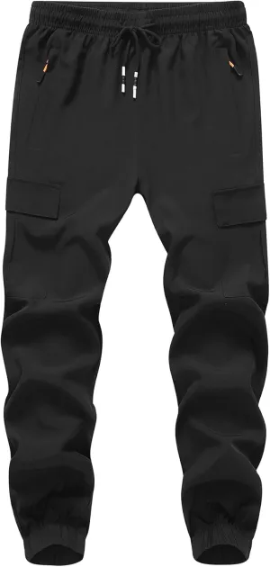 Girls Cargo Joggers Pants Youth Quick Dry Lightweight Pull-On Hiking Pants for Sports Outdoor with Zipper Pockets