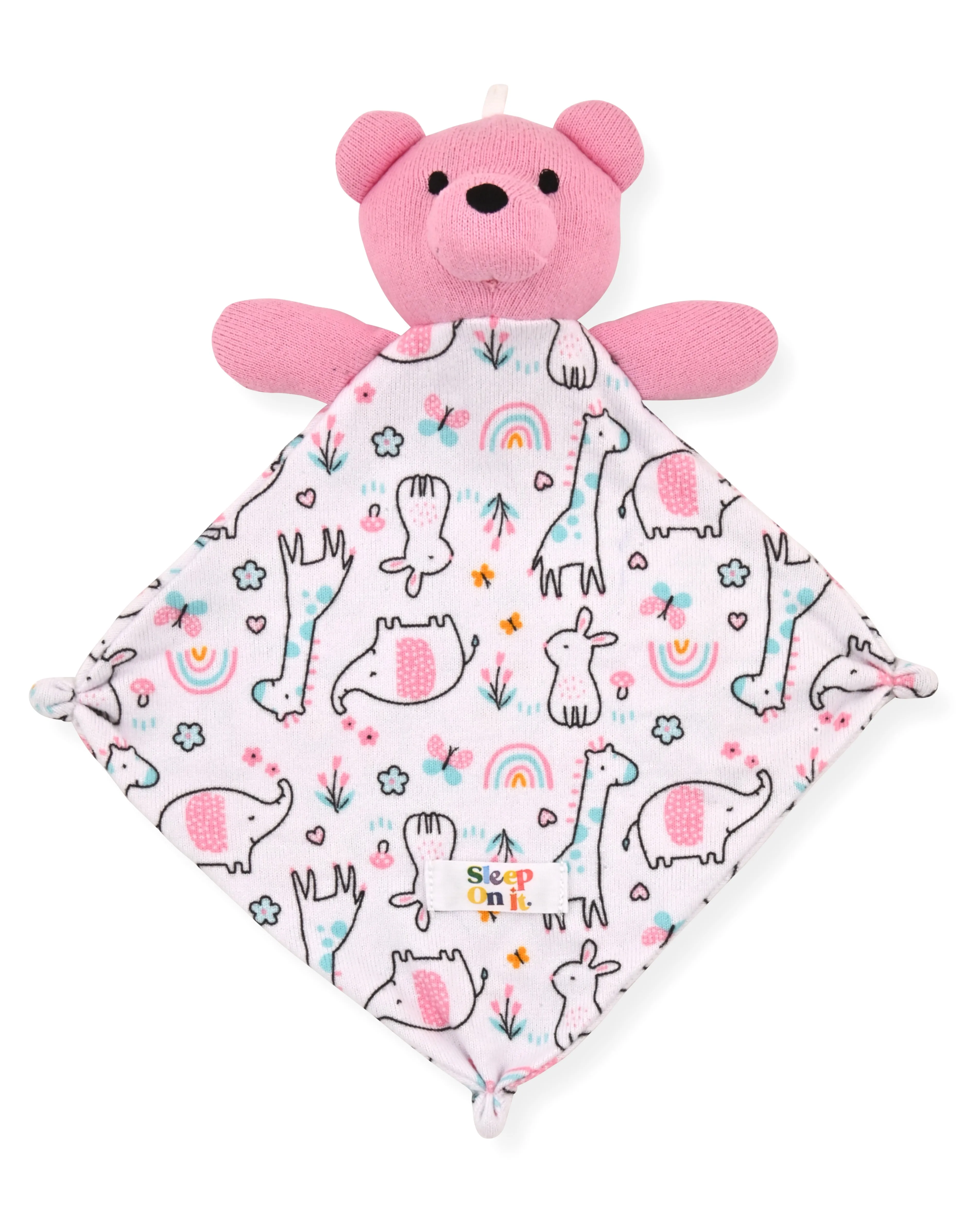 Girls Long Sleeve Super Soft Snuggle Jersey Zip-Up Coverall Pajama with Blankey Buddy- Animal Wonderland.