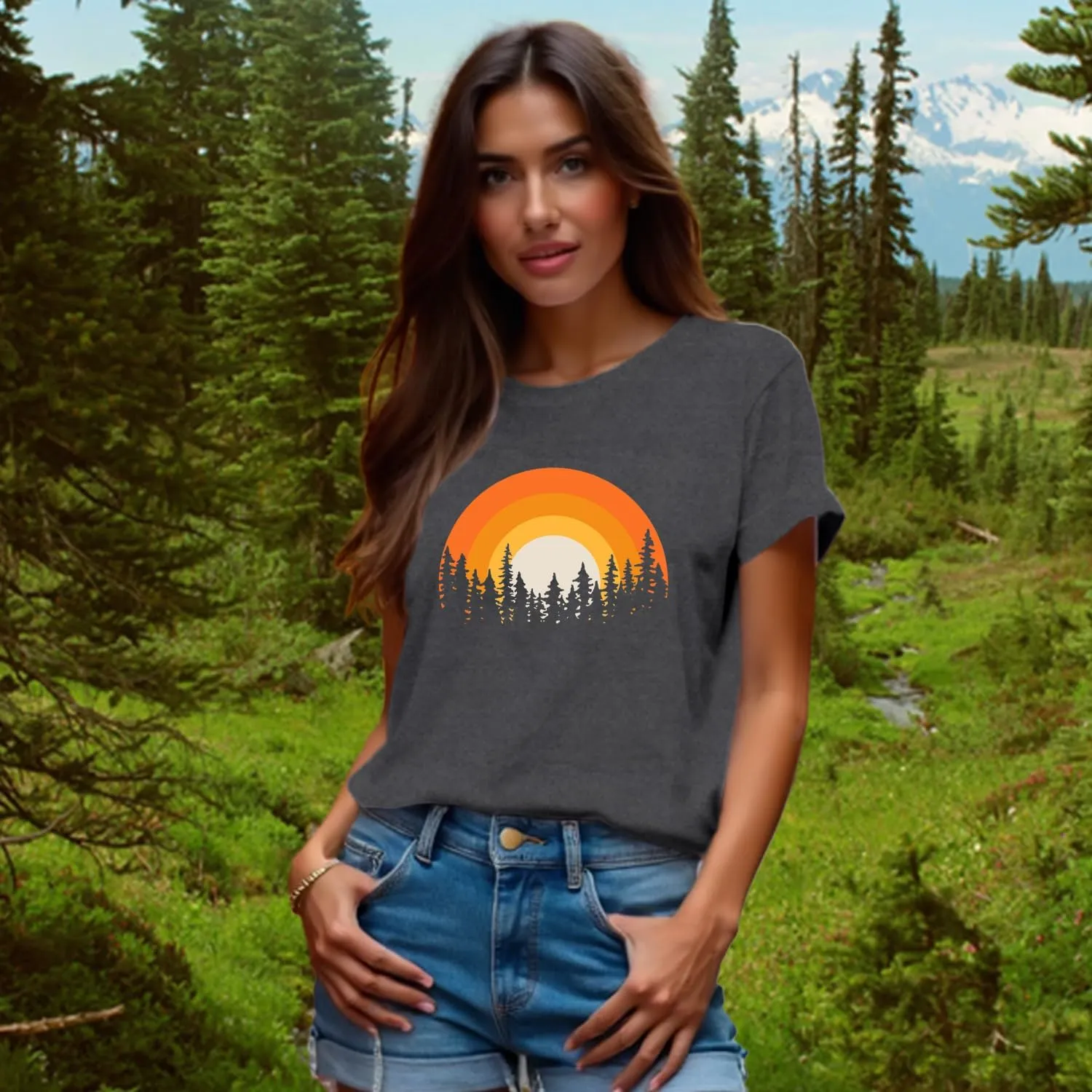 Hiking Shirts Women Forest Adventure T-Shirt Nature Travel Lover Tee Outdoor Camping Tops