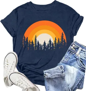 Hiking Shirts Women Forest Adventure T-Shirt Nature Travel Lover Tee Outdoor Camping Tops