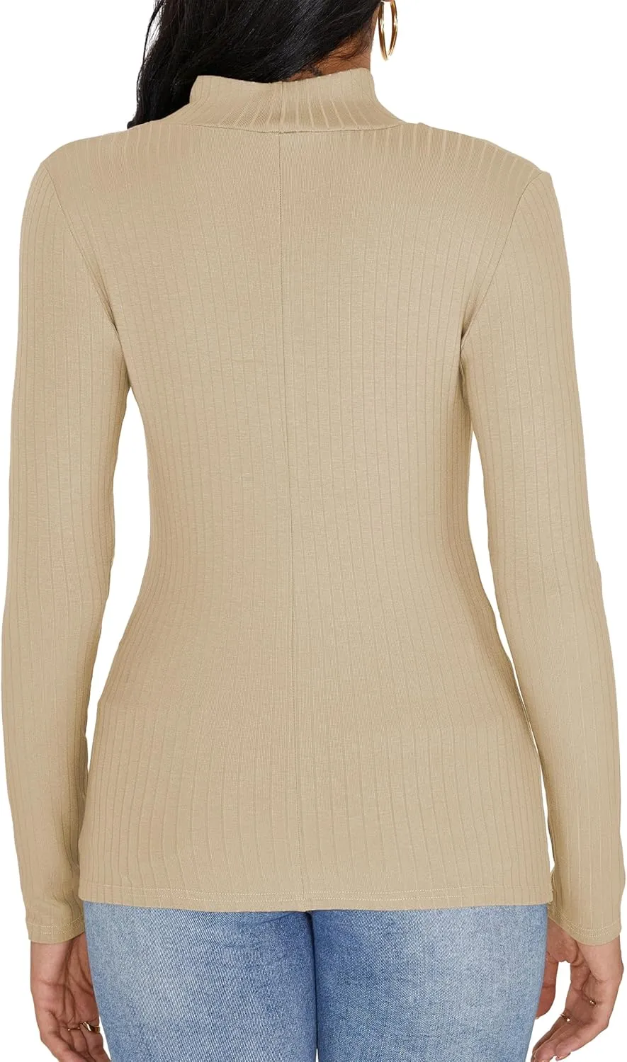 Jar of Love Women's Long Sleeve Shirts for Women Mock Turtle Neck Ribbed Slim Fit Fall Winter Thermal Underwear Tops