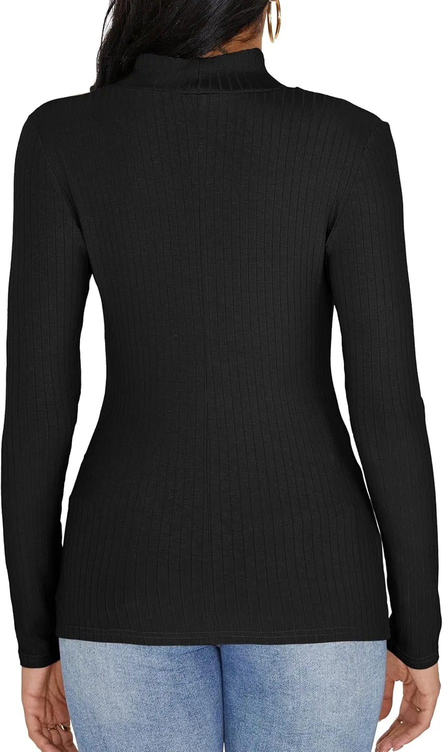 Jar of Love Women's Long Sleeve Shirts for Women Mock Turtle Neck Ribbed Slim Fit Fall Winter Thermal Underwear Tops