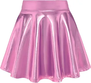 KEREDA Girls Metallic Skater Skirts Shiny Flared Holographic Skort