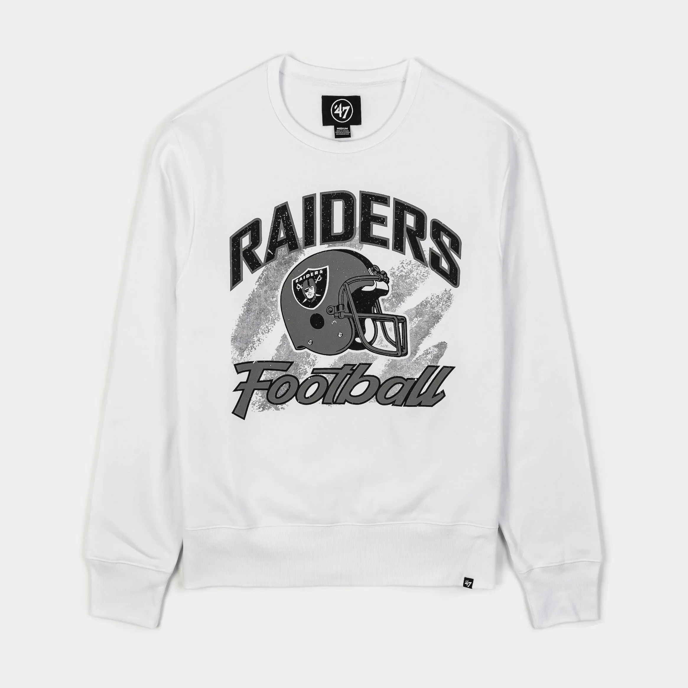 Las Vegas Raiders Headline Mens Crewneck (White/Black)