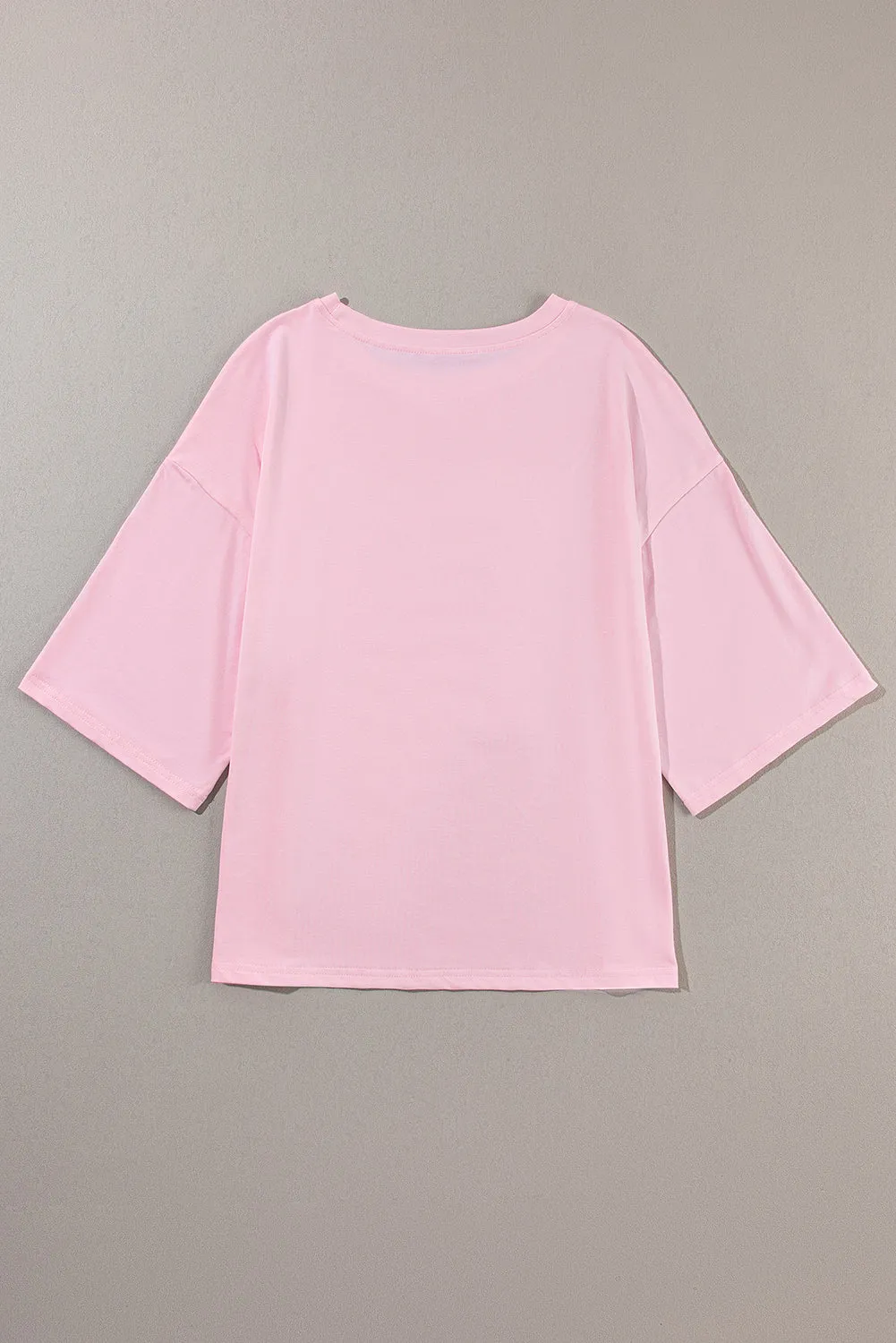 Light Pink Colorblock Star Patched Half Sleeve Oversized Tee