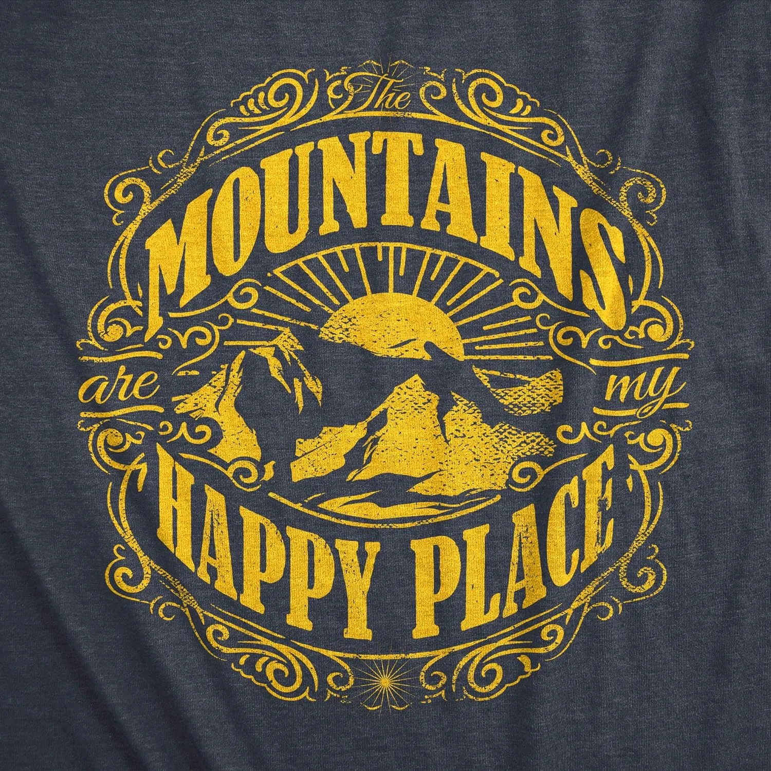 Mens Mountains are My Happy Place Cool Vintage Rockies Outdoor Nature T Shirt