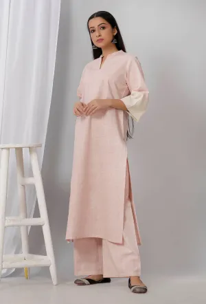 Rose Pink Cotton Khadi Kurta