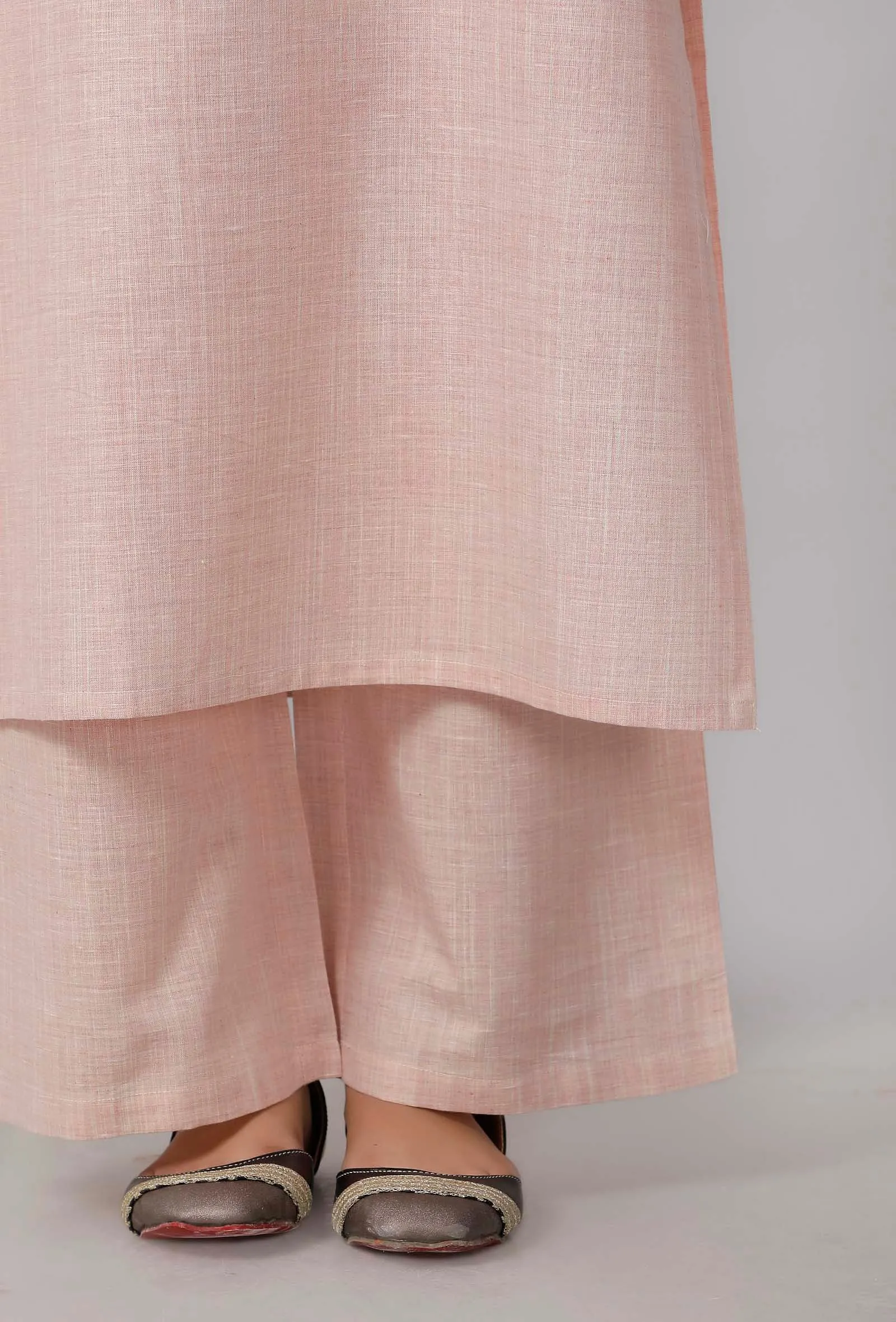 Rose Pink Cotton Khadi Kurta