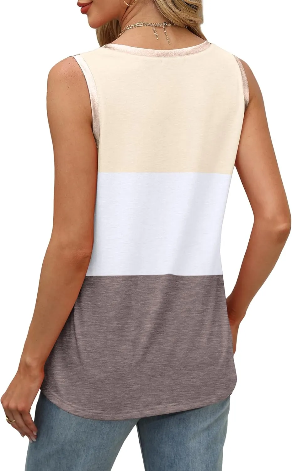 SAMPEEL Tank Tops for Women Summer Trendy V Neck Tops Shiny Trim Loose Fit Casual Sleeveless Shirts Fashion 2025