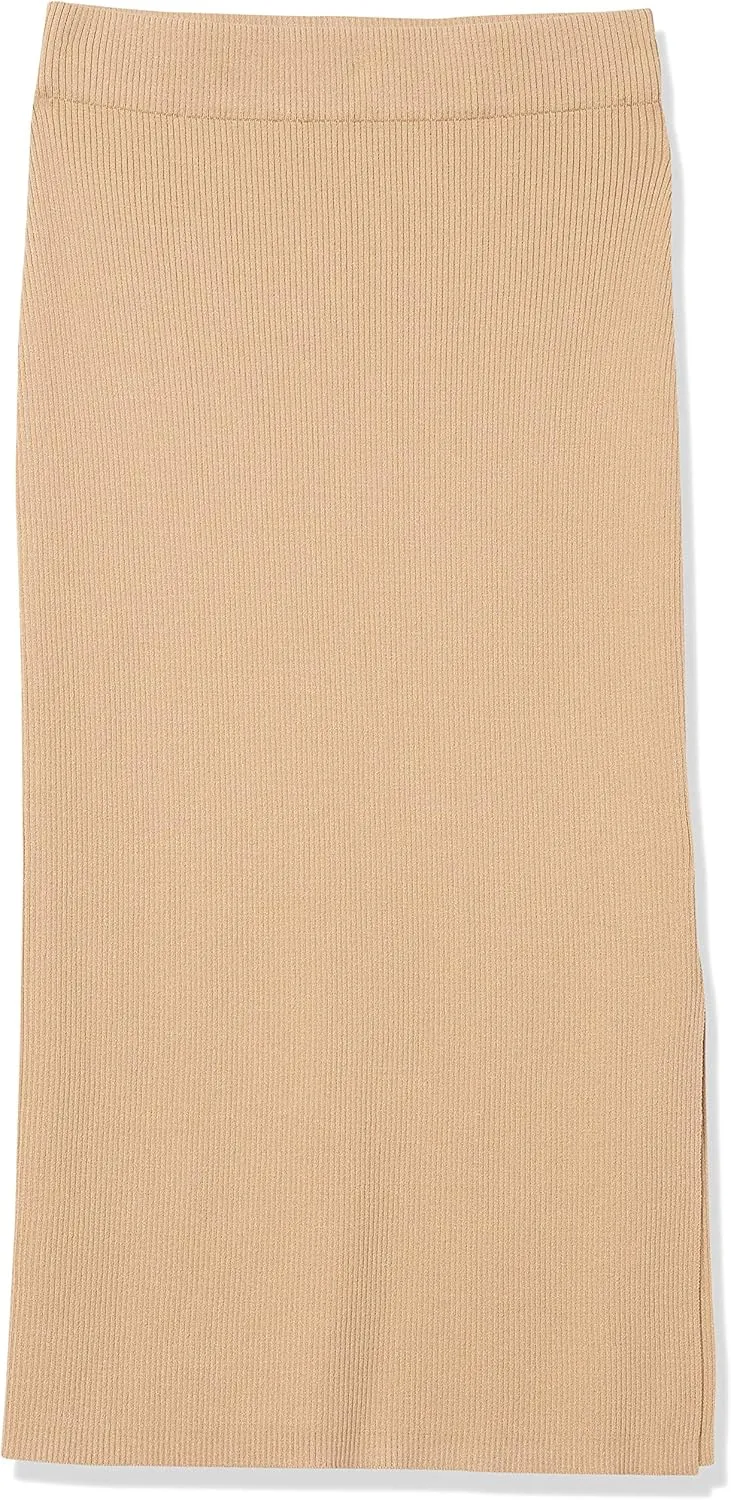 The Drop Women's Vera Slim Side-Slit Midi Sweater Skirt