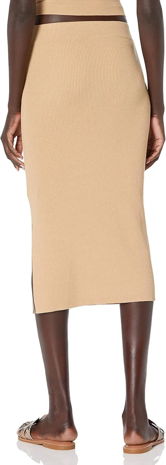 The Drop Women's Vera Slim Side-Slit Midi Sweater Skirt
