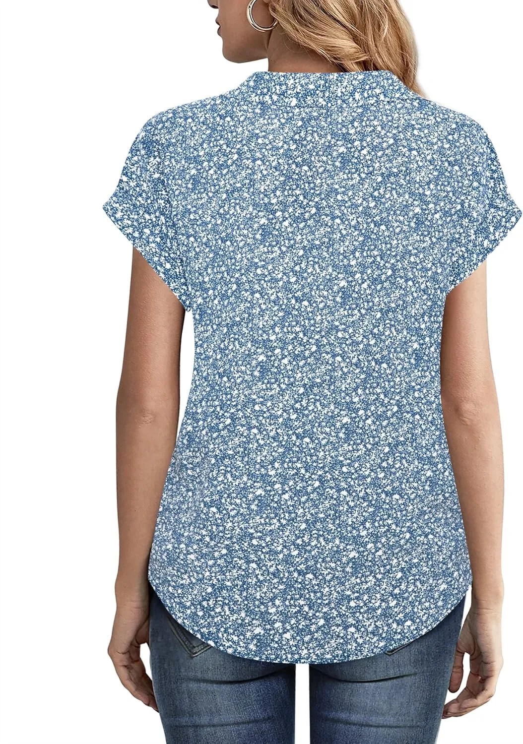 Timeson Women's Short Sleeve Chiffon Blouses for Office Work Business Attire Collared Shirts