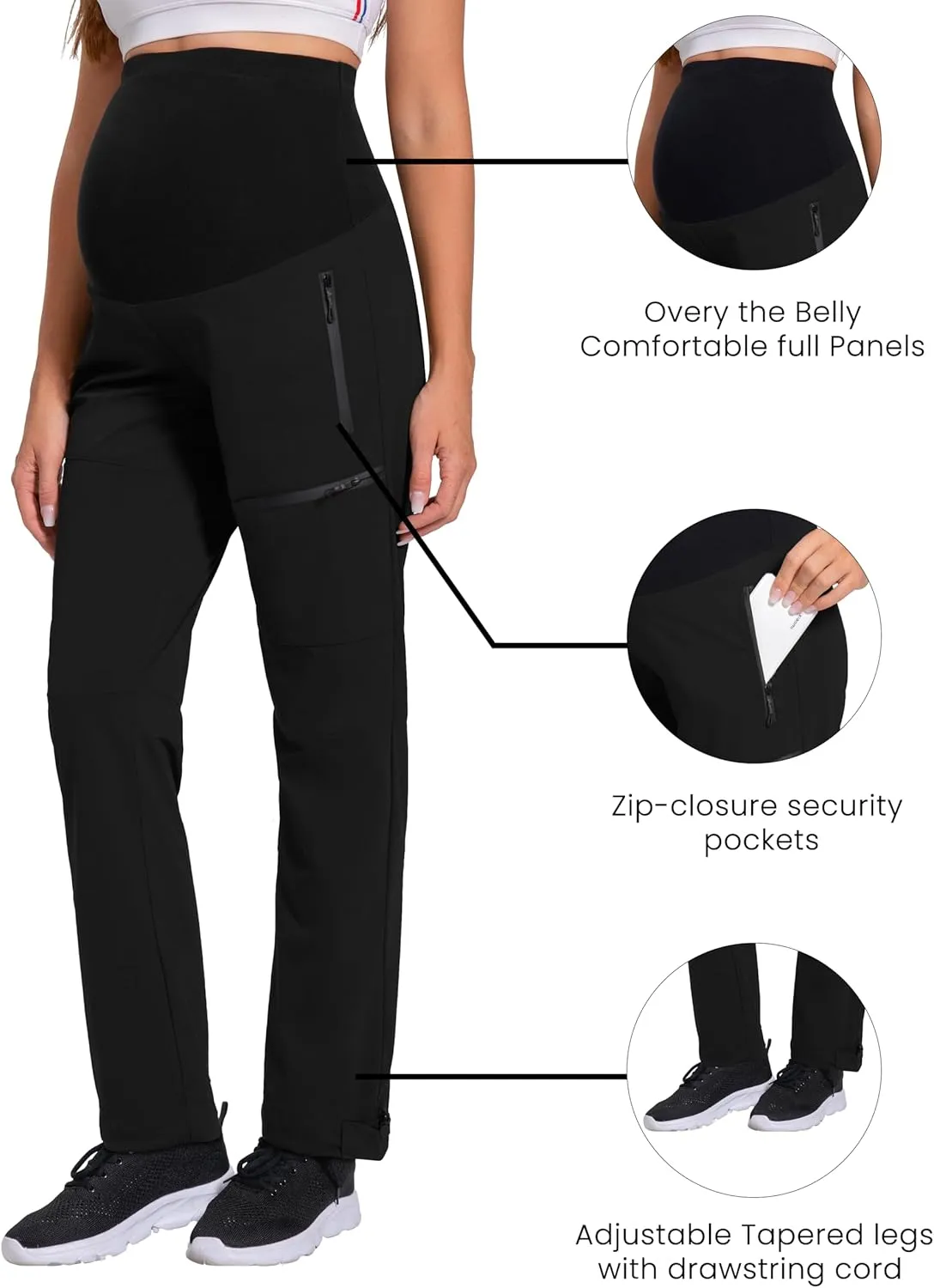 V VOCNI Maternity Pants Quick-Dry Cargo Scrub Pants Women's Hiking Pants Athletic Workout Lounge Casual Outdoor