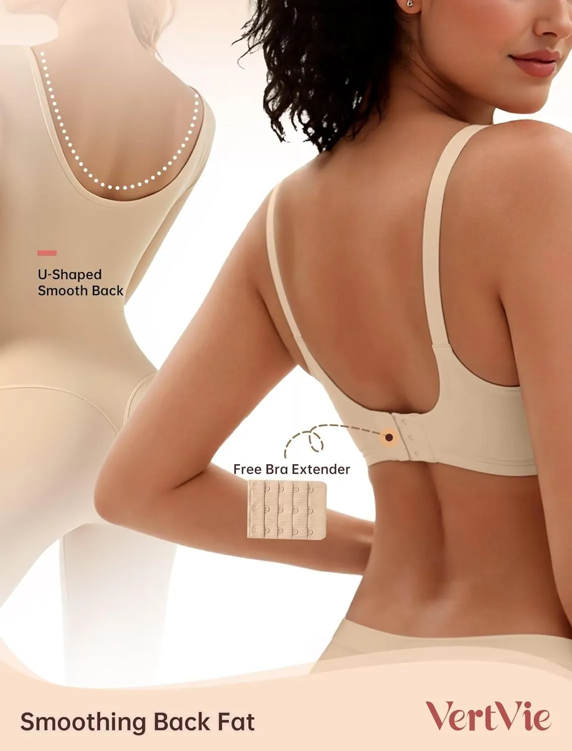 Vertvie Womens Wireless Bras No Underwire Push Up Bra Seamless Supportive Full Coverage Everyday Bras Regular and Plus Size