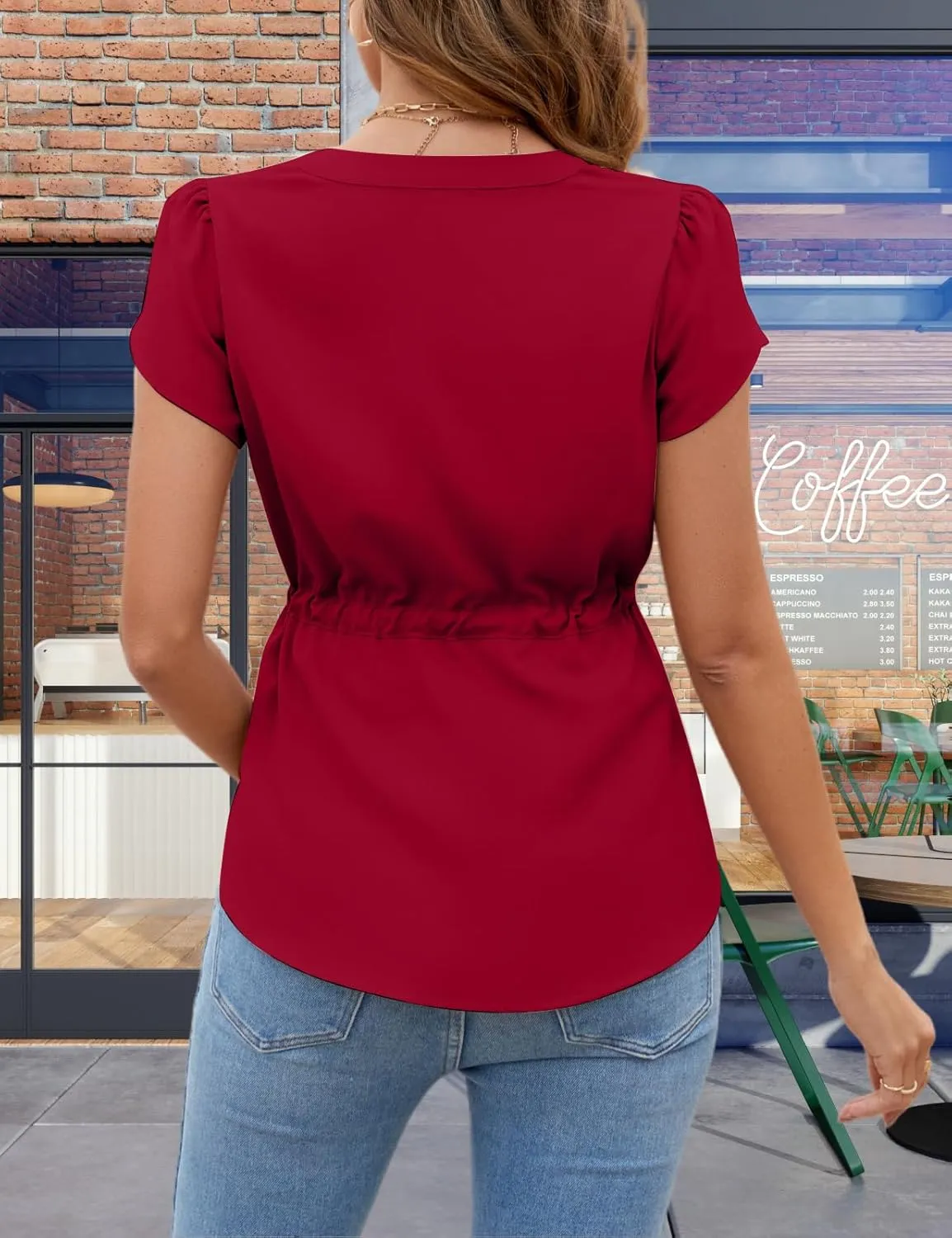 VIMPUNEC Womens Dressy Casual Blouses Summer Trendy Peplum Tops Business Work Button Down Top