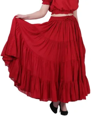 Wevez Womens 40 Inch Cotton Full Circle Elastic Waist Tribal Fusion Belly Dance A Line Plus Size Maxi Skirt