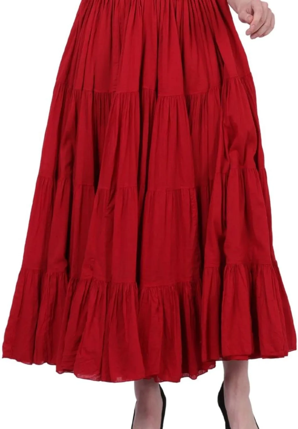 Wevez Womens 40 Inch Cotton Full Circle Elastic Waist Tribal Fusion Belly Dance A Line Plus Size Maxi Skirt