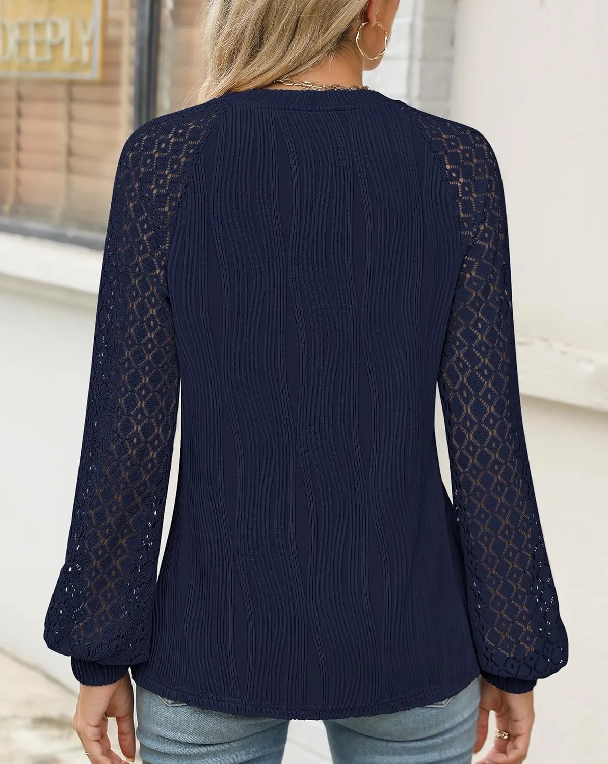 Womens Long Sleeve Textured Shirts Lace Tops Dressy Business Casual Blouses Trendy Outfits 2025
