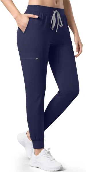 Women's Medical Scrub Pants, Soft Jogger Pant Scrub Bottoms with Zip Pocket Drawstring Mid-Rise Yoga Slim Cargo Pants