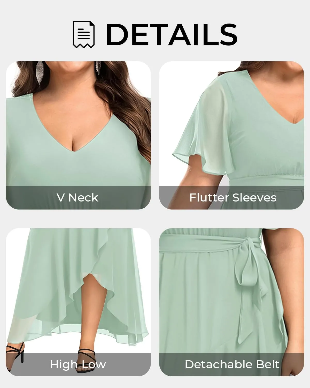 Womens Plus Size Long Dress Chiffon High Low Split Ruffle Evening Bridesmaid Wedding Guest Formal Maxi Dresses