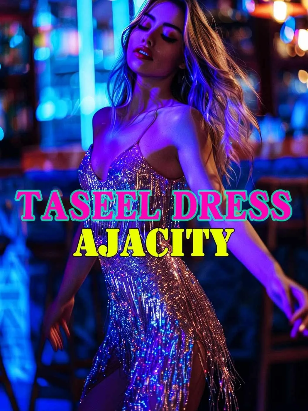 Women's Sparkly Sequin Dress Fringe Bodycon Dance Tassel Dresses Spaghetti Strap Mini Dress Clubwear