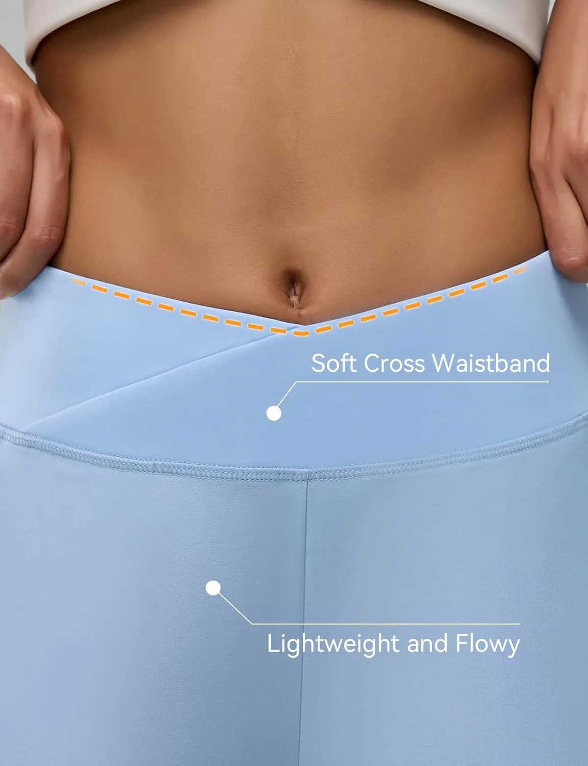 Women's Travel Pants Cross High Waist Wide Leg Lounge Cropped Pants Lightweight Casual Yoga Trousers w Pockets