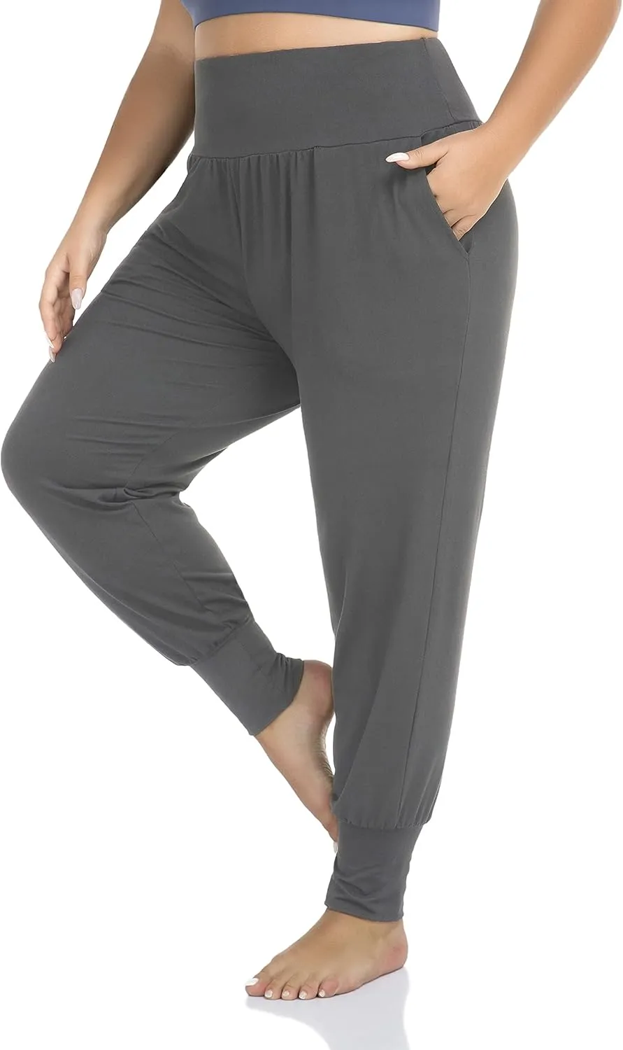 ZERDOCEAN Women's Plus Size Casual Yoga Joggers Comfy Loose Workout Lounge Pants with Pockets