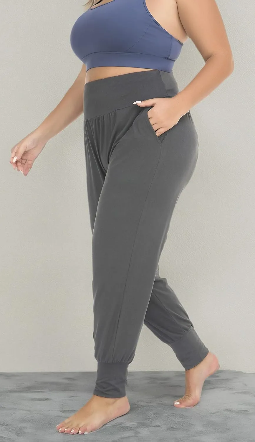 ZERDOCEAN Women's Plus Size Casual Yoga Joggers Comfy Loose Workout Lounge Pants with Pockets