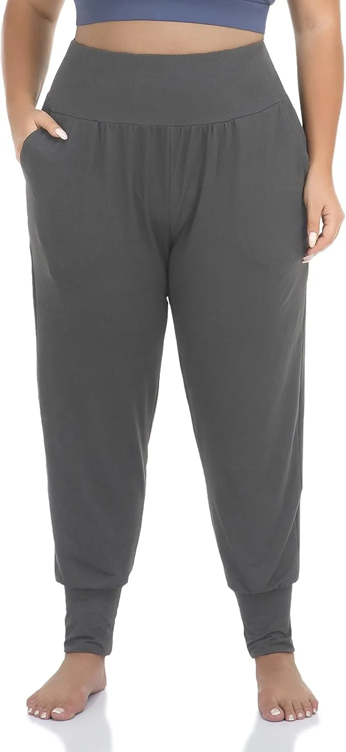 ZERDOCEAN Women's Plus Size Casual Yoga Joggers Comfy Loose Workout Lounge Pants with Pockets