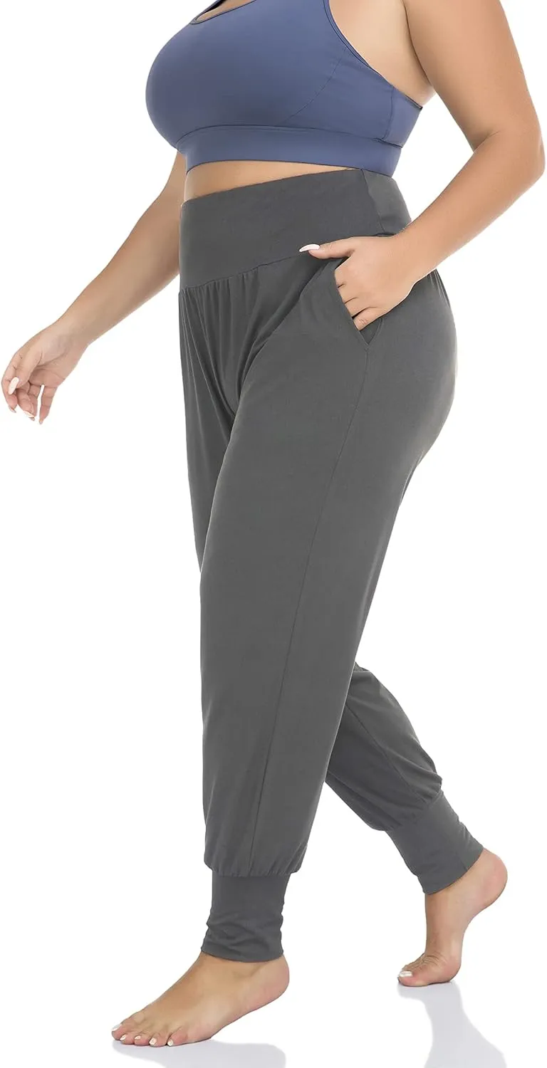 ZERDOCEAN Women's Plus Size Casual Yoga Joggers Comfy Loose Workout Lounge Pants with Pockets