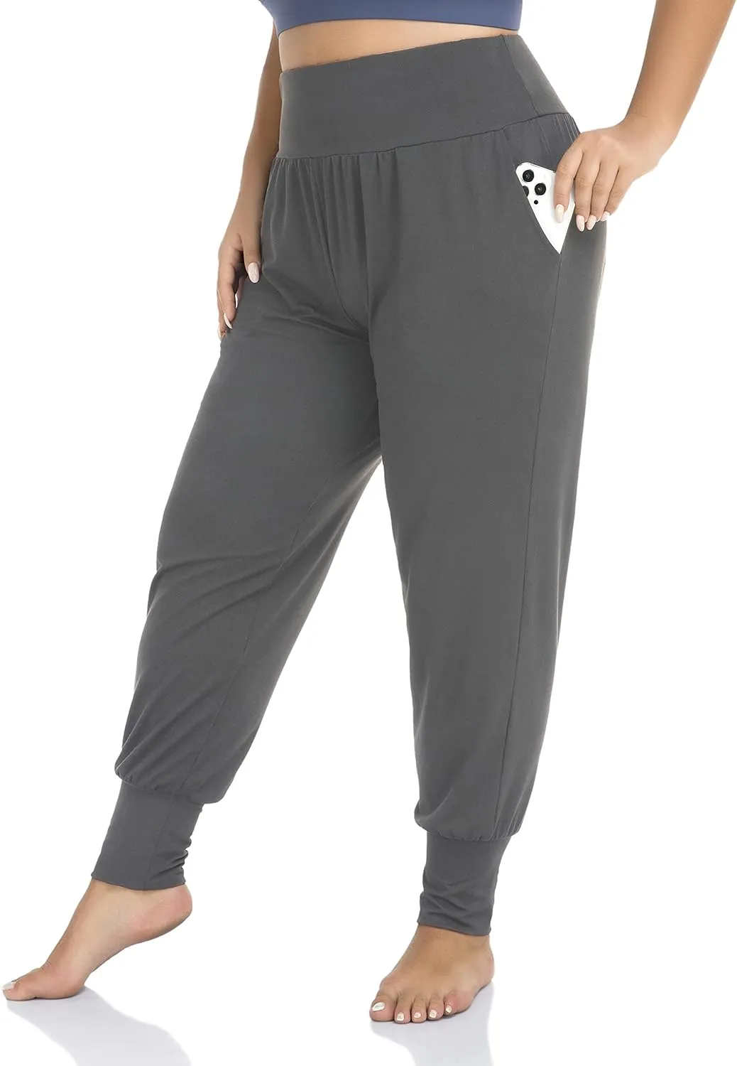 ZERDOCEAN Women's Plus Size Casual Yoga Joggers Comfy Loose Workout Lounge Pants with Pockets